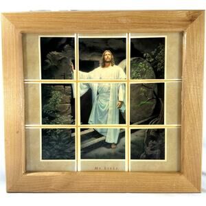 Simon Dewey He Lives Framed Christian Art 16x14 Resin-Coated Window Pane